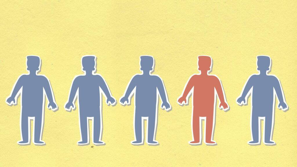 cutout paper appliques of sick and healthy human figures