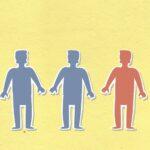 cutout paper appliques of sick and healthy human figures